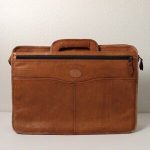 Vintage Roma Brown Leather Briefcase Rare Business Bag With Retractable Handles